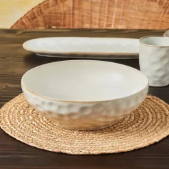 Outlet Aria Reactive Glaze Serving Bowl, 27cm, Beige Bowls