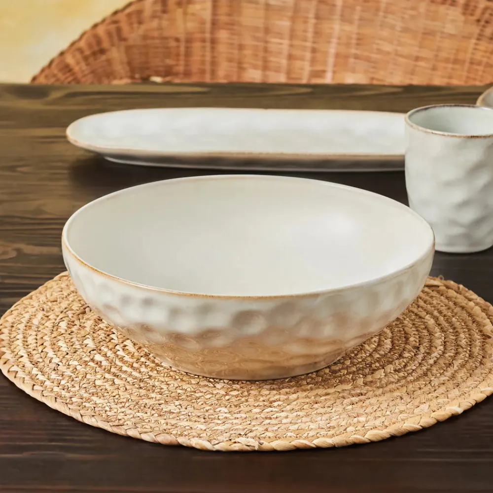 Outlet Aria Reactive Glaze Serving Bowl, 27cm, Beige Bowls