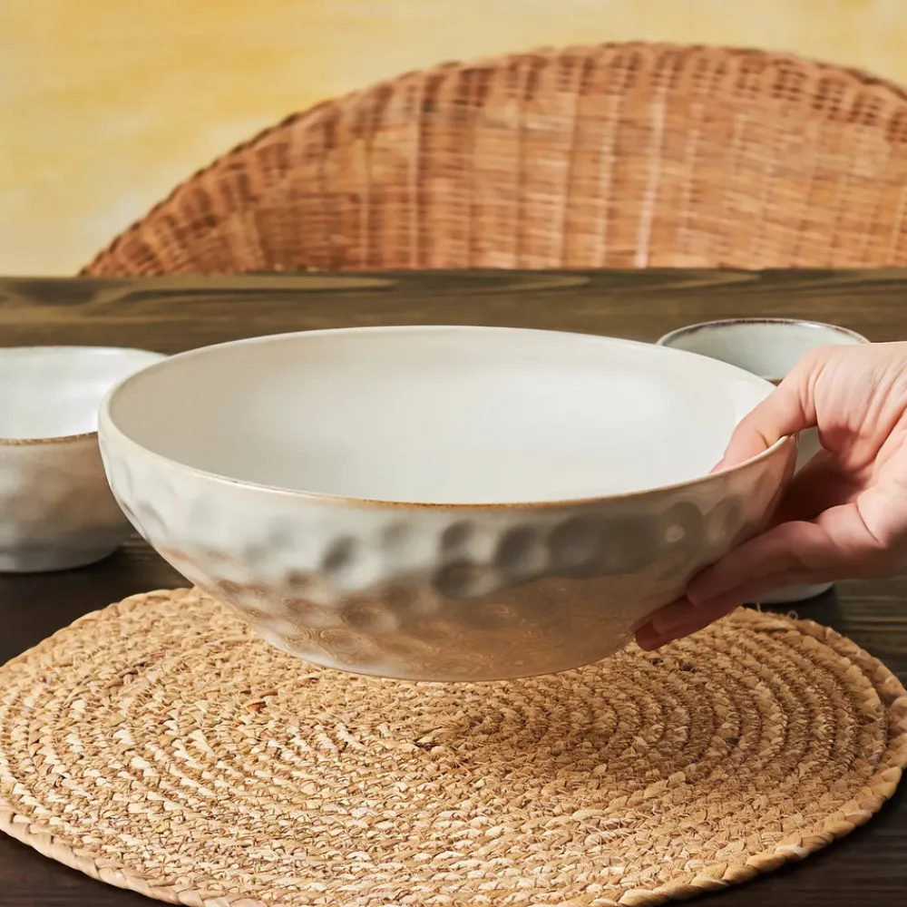 Outlet Aria Reactive Glaze Serving Bowl, 27cm, Beige Bowls