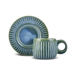 Hot Arthur Beige & Green Tea Cup for 2 People, 260 ml Tea Set