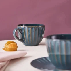 Clearance Austen 4-Piece Tea Cup and Saucer Set for 2 People, Green Tea Set