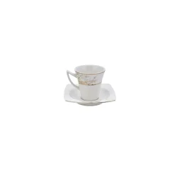 Best Autumn 12 Piece Porcelain Espresso Turkish Coffee Cup Set for 6 People, 85ml, Gold White Espresso & Turkish Coffee Cup Sets