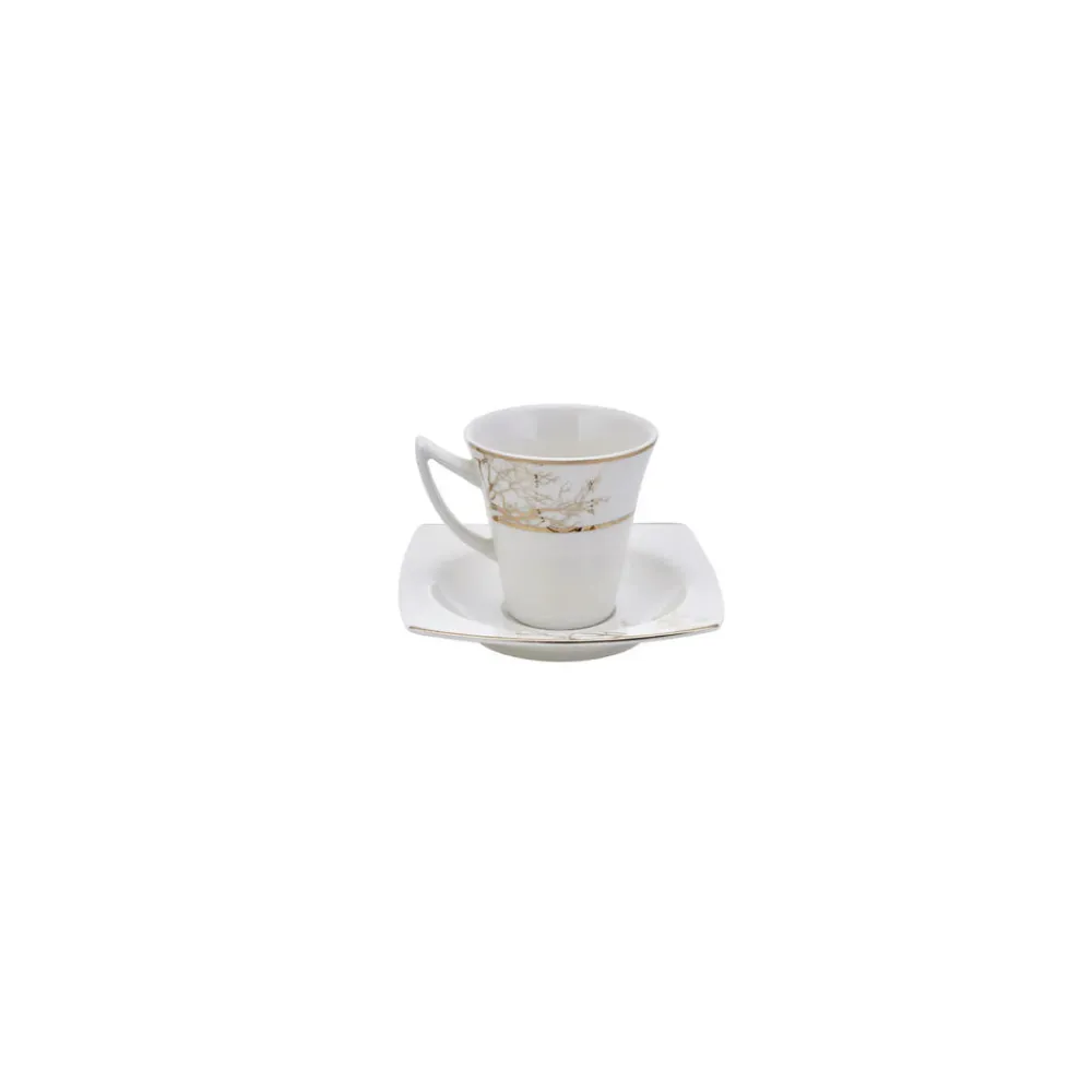 Best Autumn 12 Piece Porcelain Espresso Turkish Coffee Cup Set for 6 People, 85ml, Gold White Espresso & Turkish Coffee Cup Sets