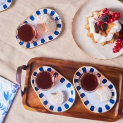 Clearance Belem 12-Piece Glass Turkish Tea Set for 6 People, 132ml, Navy Turkish Tea Sets