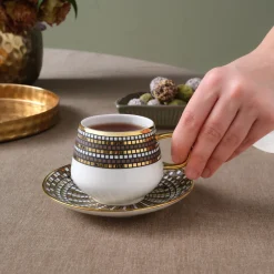 Belgin 4-Piece Glass Tea Cup and Saucer, 220ml, Multi Tea Set