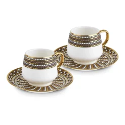 Belgin 4-Piece Glass Tea Cup and Saucer, 220ml, Multi Tea Set
