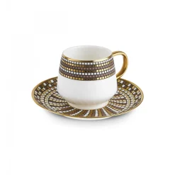 Belgin 4-Piece Glass Tea Cup and Saucer, 220ml, Multi Tea Set
