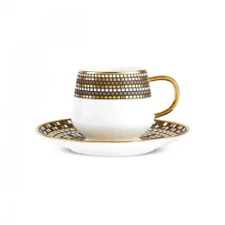 Belgin 4-Piece Glass Tea Cup and Saucer, 220ml, Multi Tea Set