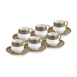 Hot Belgin 12-Piece Porcelain Espresso Turkish Coffee Cup for 6 People, 90ml, Blue Espresso & Turkish Coffee Cup Sets