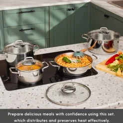 Hot Belgrad 15-Piece Complete Stainless Steel Kitchen Cookware Set Stainless Steel Cookware Sets