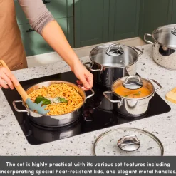 Hot Belgrad 15-Piece Complete Stainless Steel Kitchen Cookware Set Stainless Steel Cookware Sets