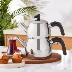 Best Belinay Stainless Steel Induction Teapot Set, Medium, Silver Black Turkish Coffee Pots|Turkish Teapots