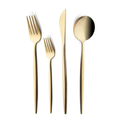 Hot Bella 24-Piece Cutlery Set for 6 People, Shiny Gold Cutlery Sets