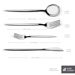 Outlet Bella Stainless Steel 24-Piece Cutlery Set for 6 People, Silver Cutlery Sets