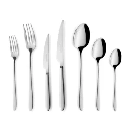 New Bellamy 84-Piece Stainless Steel Cutlery Set for 12 People, Silver Cutlery Sets