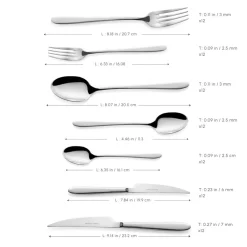 New Bellamy 84-Piece Stainless Steel Cutlery Set for 12 People, Silver Cutlery Sets