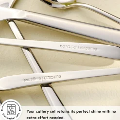 New Bellamy 84-Piece Stainless Steel Cutlery Set for 12 People, Silver Cutlery Sets