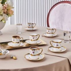 Hot Bihter 12-Piece Bone China Espresso Turkish Coffee Cup for 6 People, 90ml, Multi Espresso & Turkish Coffee Cup Sets