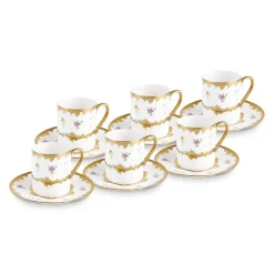 Hot Bihter 12-Piece Bone China Espresso Turkish Coffee Cup for 6 People, 90ml, Multi Espresso & Turkish Coffee Cup Sets