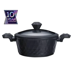 Best BioDiamond Non-Stick Antibacterial Handle Induction Stockpot with Lid, 24cm, Black Induction Cookware|Pots