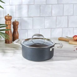 Clearance BioDiamond Pro Non-Stick Induction Stockpot with Lid, 20cm, Black Induction Cookware|Pots