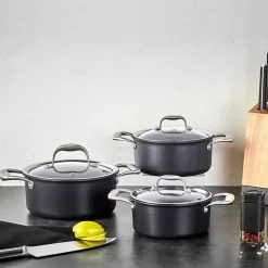 Sale BioDiamond Pro 6-Piece Non-Stick Induction Cookware Set, Medium, Black Induction Cookware|Biodiamond Cookware Sets