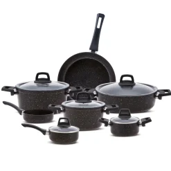 Hot Biogranite Black Gold 12-Piece Non-Stick Induction Cookware Set Biogranite Cookware Sets