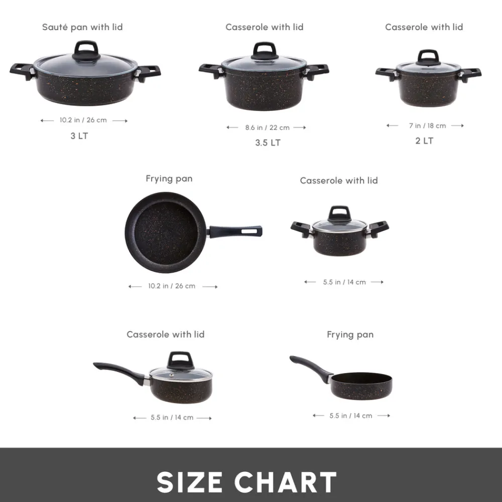 Hot Biogranite Black Gold 12-Piece Non-Stick Induction Cookware Set Biogranite Cookware Sets