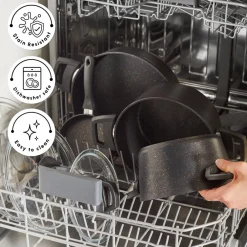 Hot Biogranite Black Gold 12-Piece Non-Stick Induction Cookware Set Biogranite Cookware Sets