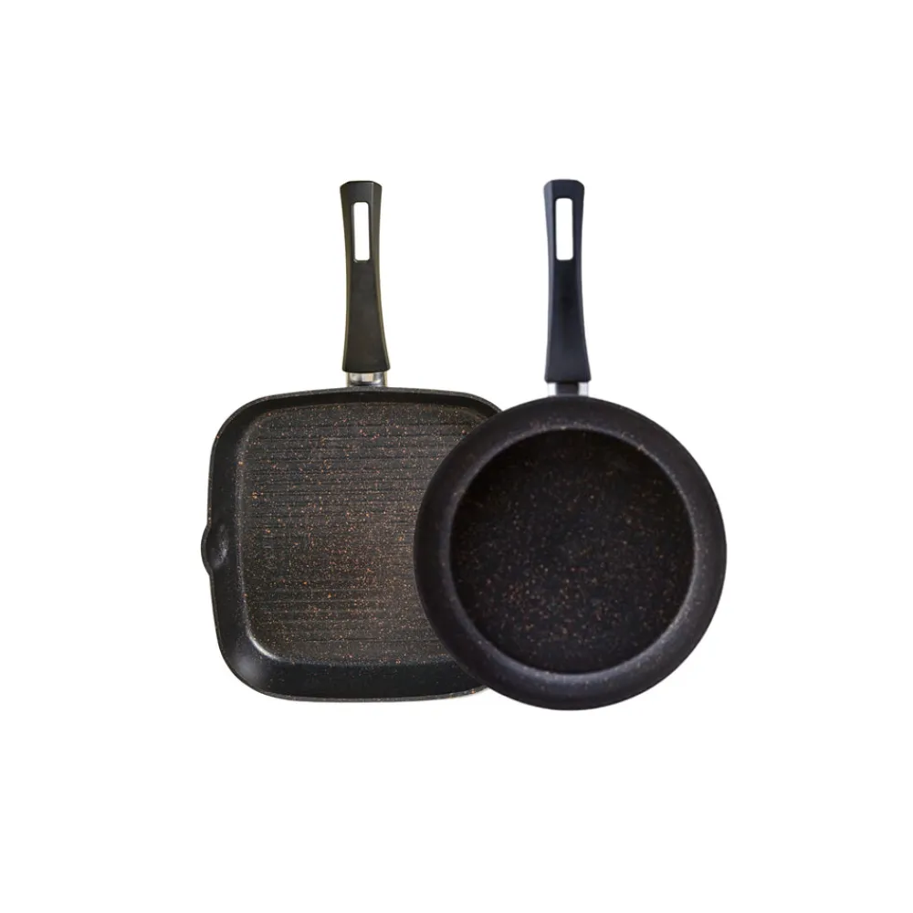 Best Blackgold Biogranite 2-Piece Induction Pan-Grill Set, Pan Sets|Induction Cookware