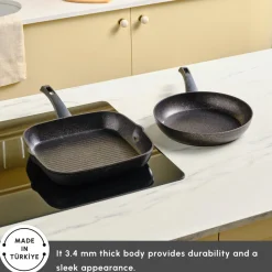 Best Blackgold Biogranite 2-Piece Induction Pan-Grill Set, Pan Sets|Induction Cookware