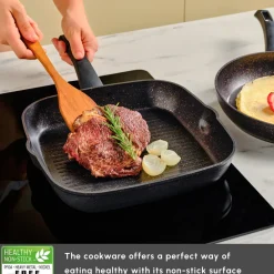 Best Blackgold Biogranite 2-Piece Induction Pan-Grill Set, Pan Sets|Induction Cookware