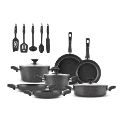 Hot Blackgold Biogranite 15-Piece Non-Stick Induction Cookware Set, Biogranite Cookware Sets