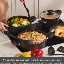 Hot Blackgold Biogranite 15-Piece Non-Stick Induction Cookware Set, Biogranite Cookware Sets