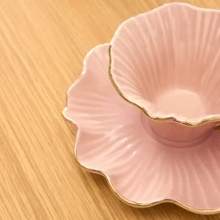 Online Bliss 12-Piece Porcelain Turkish Coffee Cup Set for 6 People, 90ml, Pink Espresso & Turkish Coffee Cup Sets