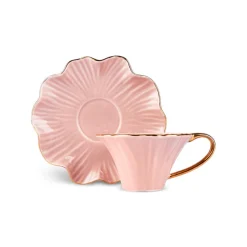 Online Bliss 12-Piece Porcelain Turkish Coffee Cup Set for 6 People, 90ml, Pink Espresso & Turkish Coffee Cup Sets