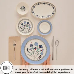 Clearance Bone China Blue Clove 26-Piece Serveware Set for 6 People, Multi See All Serveware Sets|Forever Bone China Serveware Sets