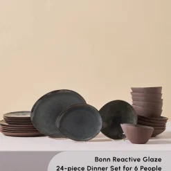 Hot Bonn 24-Piece Reactive Glaze Dinner Set for 6 People, Multi See All Dinner Sets|Reactive Glaze Dinner Sets