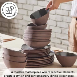 Hot Bonn 24-Piece Reactive Glaze Dinner Set for 6 People, Multi See All Dinner Sets|Reactive Glaze Dinner Sets