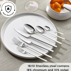 Discount Boreas 84-Piece Stainless Steel Cutlery Set for 12 People, Silver Cutlery Sets