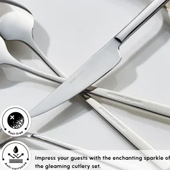 Discount Boreas 84-Piece Stainless Steel Cutlery Set for 12 People, Silver Cutlery Sets