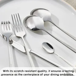 Discount Boreas 84-Piece Stainless Steel Cutlery Set for 12 People, Silver Cutlery Sets