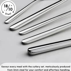 Discount Boreas 84-Piece Stainless Steel Cutlery Set for 12 People, Silver Cutlery Sets