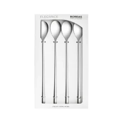 Discount Boreas 4-Piece Stainless Steel Latte Spoon, Silver Cutlery Sets