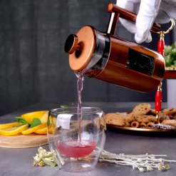 New Borosilicate Glass Copper French Press, 350ml, Copper Silver French Press