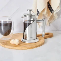 Online Borosilicate Glass Stainless Steel French Press, 350ml, Silver Transparent French Press