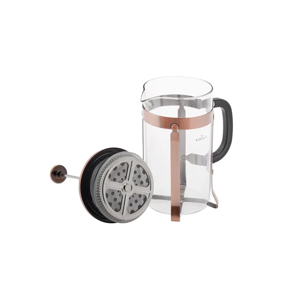 Clearance Borosilicate Glass Brushed Copper French Press, 1000ml, Copper Black French Press