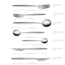 Sale Braga 84-Piece Stainless Steel Cutlery Set for 12 People, Platin Cutlery Sets