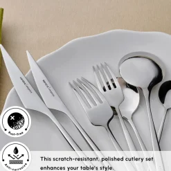 Sale Braga 84-Piece Stainless Steel Cutlery Set for 12 People, Platin Cutlery Sets