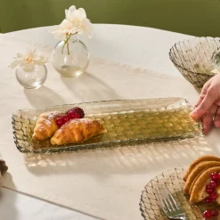 Outlet Braid Lustrous Glass Small Serving Platter, 29x8.5cm, Serving Platters